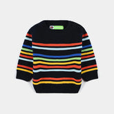 INFANT BOYS ACRYLIC SWEATER ROMAN STRIPES-BLACK